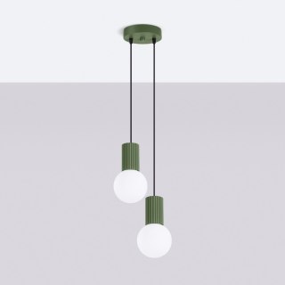 Sollux Lighting Lampa wisząca HALO 2P zielona oliwka