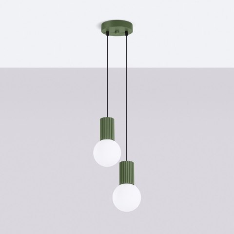 Sollux Lighting Lampa wisząca HALO 2P zielona oliwka
