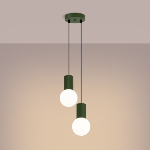 Sollux Lighting Lampa wisząca HALO 2P zielona oliwka