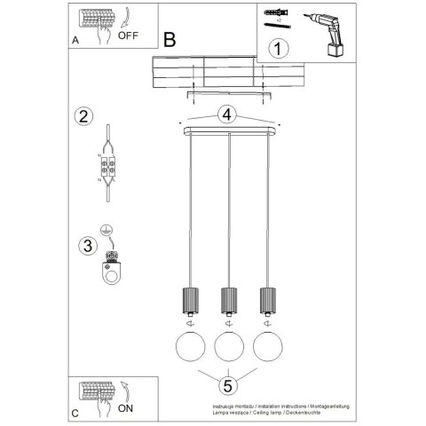 Sollux Lighting Lampa wisząca HALO 3L ochra czerwona