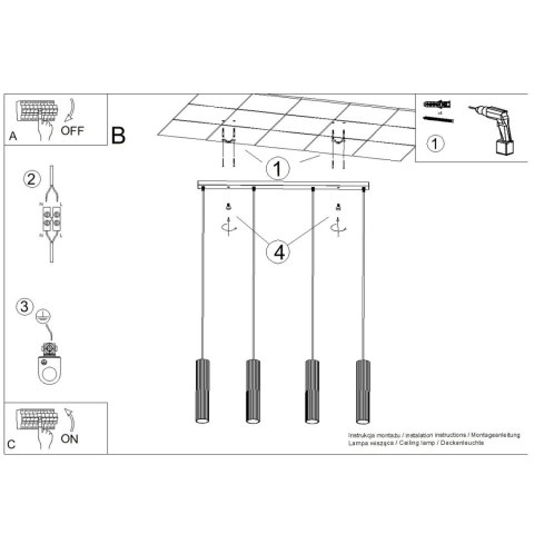 Sollux Lighting Lampa wisząca KARBON 4L biały