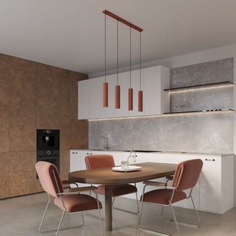 Sollux Lighting Lampa wisząca KARBON 4L ochra czerwona
