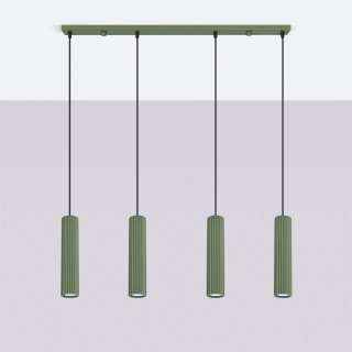 Sollux Lighting Lampa wisząca KARBON 4L zielona oliwka