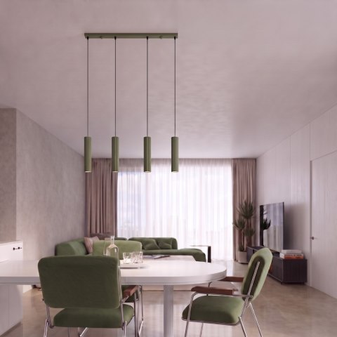 Sollux Lighting Lampa wisząca KARBON 4L zielona oliwka