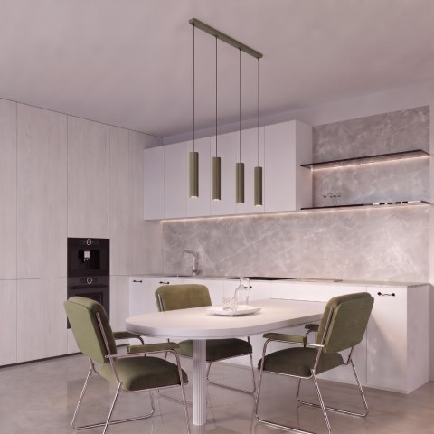 Sollux Lighting Lampa wisząca KARBON 4L zielona oliwka