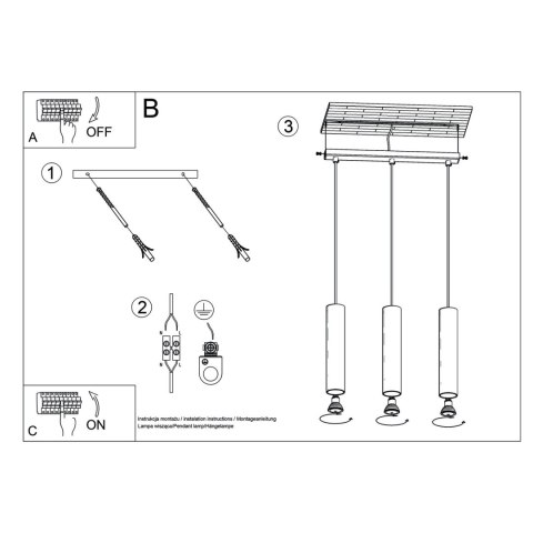 Sollux Lighting Lampa wisząca LAGOS 3L ultramaryna
