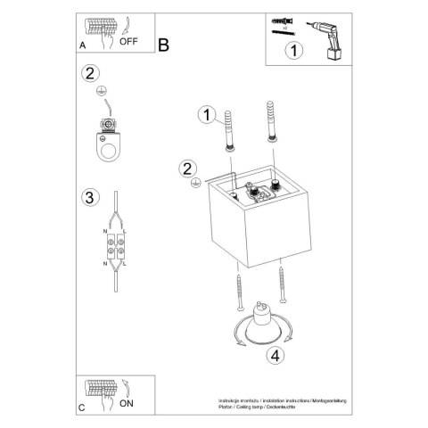 Sollux Lighting Plafon QUAD 1 burgund