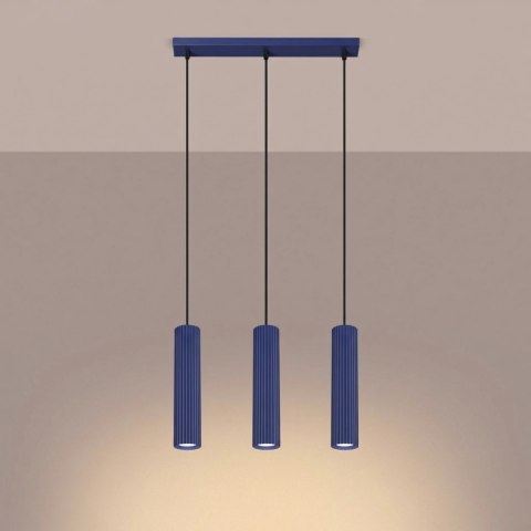 Sollux Lighting Lampa wisząca KARBON 3L ultramaryna