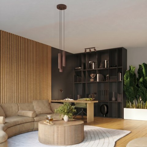 Sollux Lighting Lampa wisząca KARBON 3P brązowa