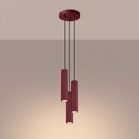 Sollux Lighting Lampa wisząca KARBON 3P burgund