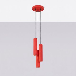 Sollux Lighting Lampa wisząca KARBON 3P czerwona