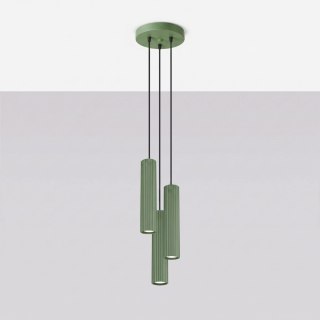 Sollux Lighting Lampa wisząca KARBON 3P szałwiowa