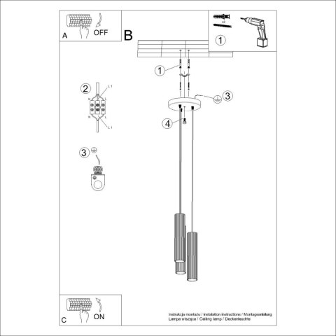 Sollux Lighting Lampa wisząca KARBON 3P szałwiowa