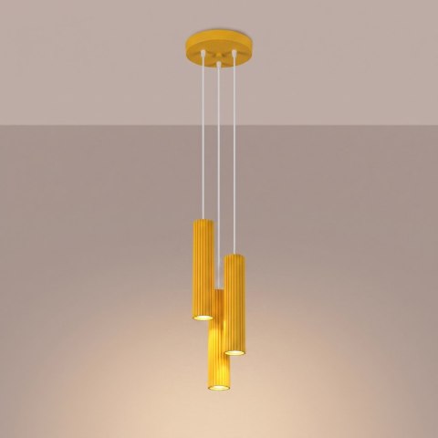 Sollux Lighting Lampa wisząca KARBON 3P żółta