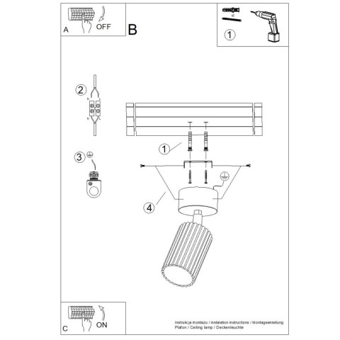 Sollux Lighting Plafon KARBON 1 żółty