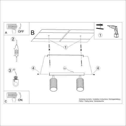Sollux Lighting Plafon KARBON 2 szałwiowy