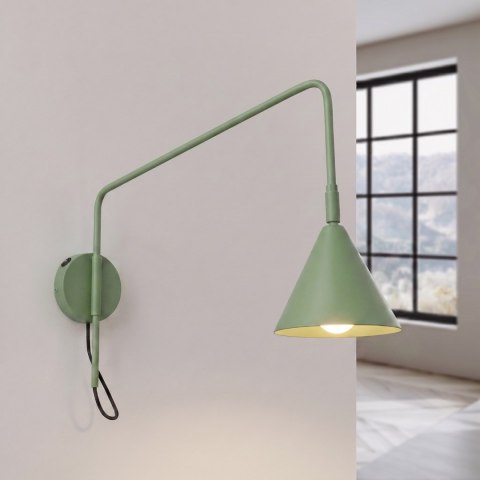 Sollux Lighting Kinkiet NOX 1 szałwiowy z włącznikiem