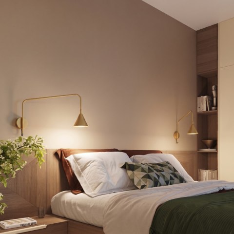Sollux Lighting Kinkiet NOX 1 złoty z włącznikiem