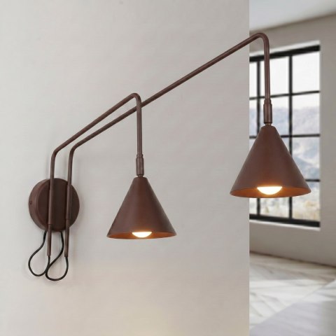 Sollux Lighting Kinkiet NOX 2 brązowy z włącznikiem