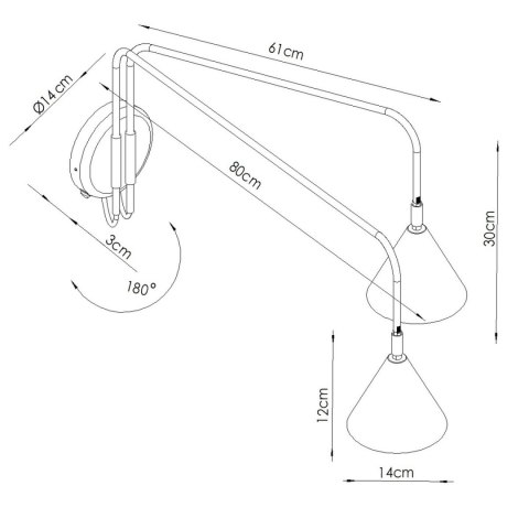 Sollux Lighting Kinkiet NOX 2 brązowy z włącznikiem