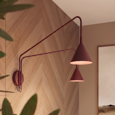 Sollux Lighting Kinkiet NOX 2 burgund z włącznikiem