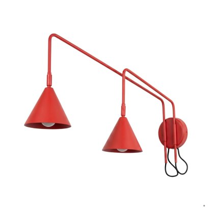 Sollux Lighting Kinkiet NOX 2 czerwony z włącznikiem