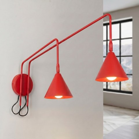 Sollux Lighting Kinkiet NOX 2 czerwony z włącznikiem