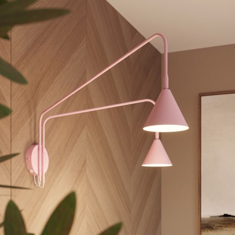 Sollux Lighting Kinkiet NOX 2 różowy z włącznikiem