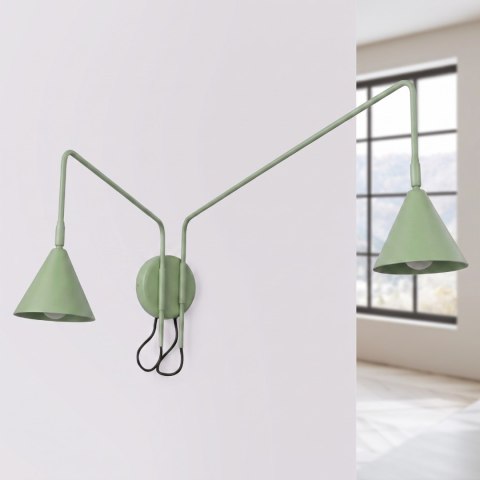 Sollux Lighting Kinkiet NOX 2 szałwiowy z włącznikiem