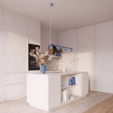 Sollux Lighting Żyrandol KARBON 4 błękitna