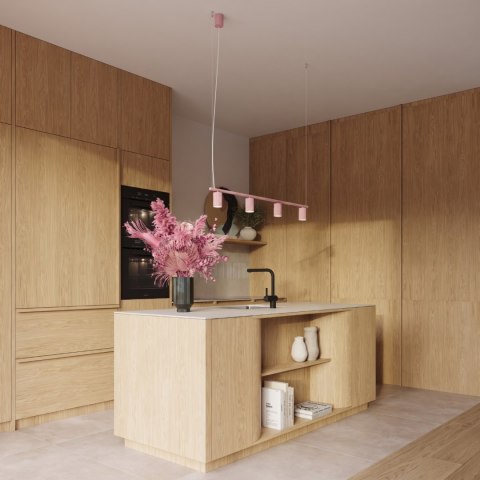 Sollux Lighting Żyrandol KARBON 4 różowa