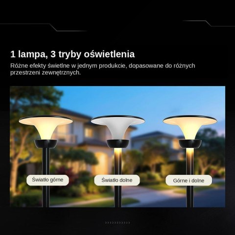 20W LED GARDEN LIGHT-LOTUS WITH LifePO4 BATTERY 6000mAh CCT:3IN1 BLACK+WHITE BODY