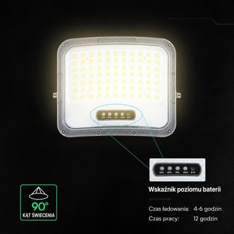 LED FLOODLIGHT WITH SOLAR PANEL 25W BLACK 3IN1 IP65