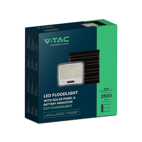 LED FLOODLIGHT WITH SOLAR PANEL 25W BLACK 3IN1 IP65