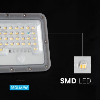 LED FLOODLIGHT WITH SOLAR PANEL & PIR SENSOR REMOVABLE LIGHT ENGINE 6000K 150LM/W IP65