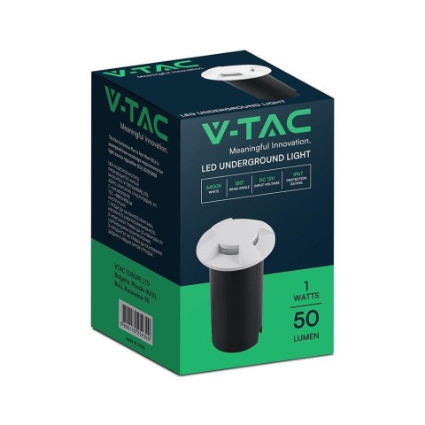 Oprawa gruntowa ogrodowa najazdowa V-TAC 1W LED biała 4-stronna IP67 VT-1171 6400K 50lm
