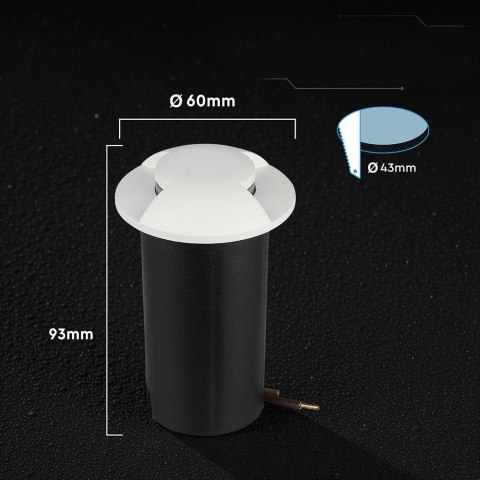 Oprawa gruntowa ogrodowa najazdowa V-TAC 1W LED biała 4-stronna IP67 VT-1171 6400K 50lm