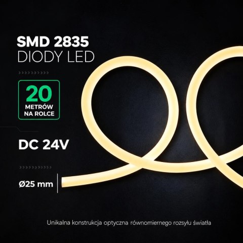 16W LED Neon Flex Strip Light 24V 360D fi25: 2700K