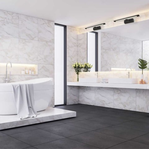 Lampa łazienkowa Isla kinkiet czarny średni z IP44 4000K