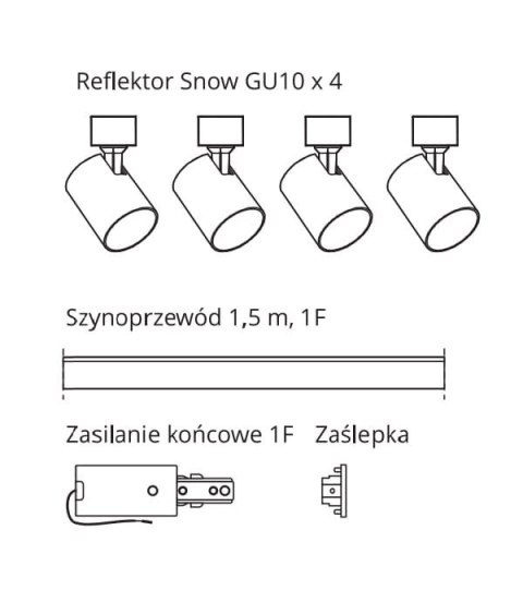 Zestaw oświetlenia szynowego Snow SET 1F czarny 4xGU10 Light Prestige