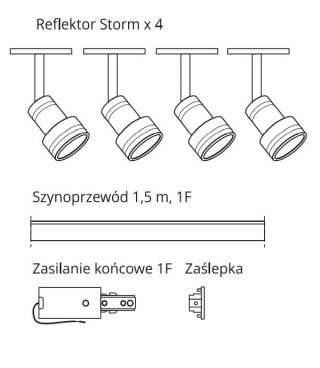 Storm SET szynoprzewód 1F 4xGU10 czarny LP-733 SET BK